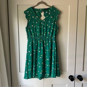 Green Floral Sleeveless Dress